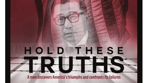 A red and black poster for Juneau run of Hold These Truths