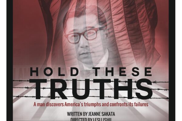 A red and black poster for the Anchorage run of Hold These Truths.