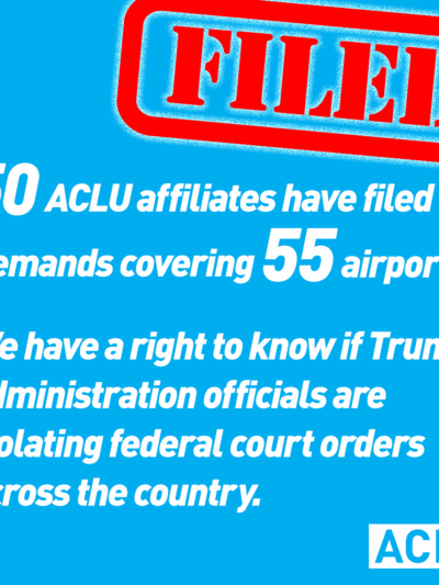 Blue image with "Filed" in red text and information about FOIA requests in white text