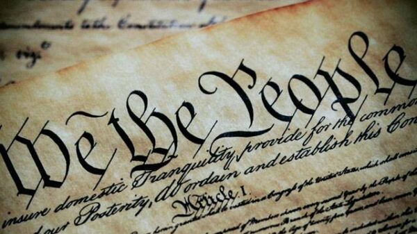 Image of first lines of Preamble "We the people"