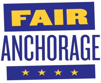 Blue, yellow, and white Fair Anchorage logo