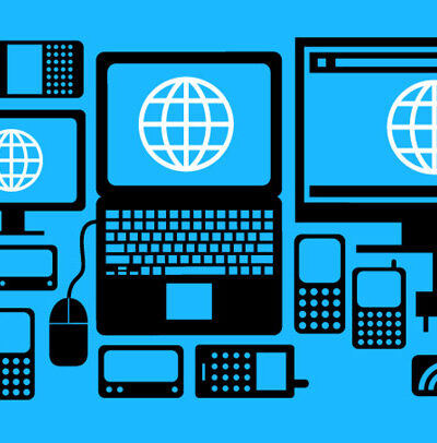 Blue image with different devices