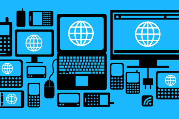 Blue image with different devices