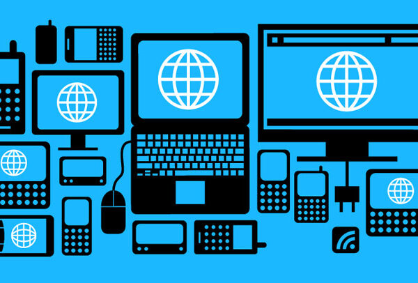 Blue image with different devices