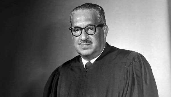 A black and white picture of Thurgood Marshall