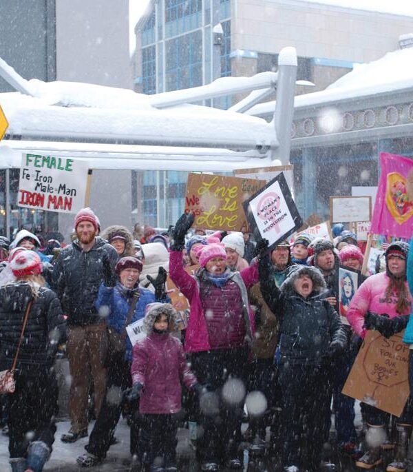 A group od people march in the 2017 Women's March.