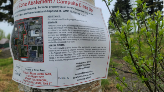 Abatement sign in Davis Park 