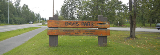 Davis Park sign in Anchorage, AK